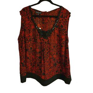 NWT JONES NEW YORK Beaded Neck Career Tank Top Shell RED BLACK WOMANS PLUS 18W